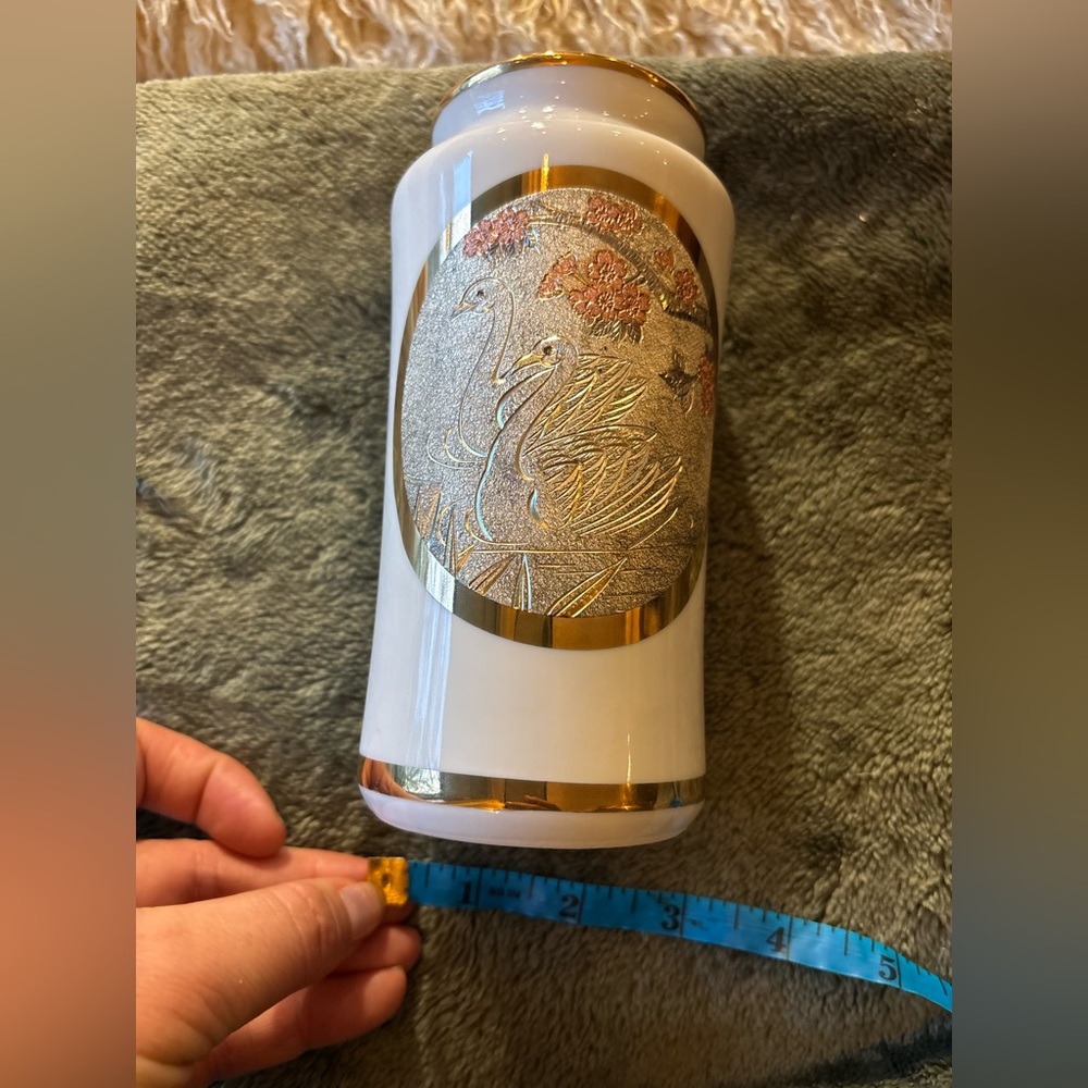 VINTAGE Japanese Chokin Art Vase • 24K Gold Swan Relief • Porcelain • EUC - Picture 15 of 15